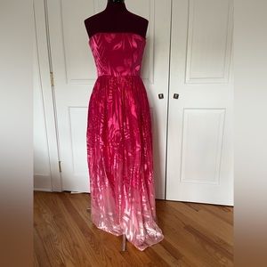 Alice + Olivia Ombré Pink Strapless Lasercut Dress